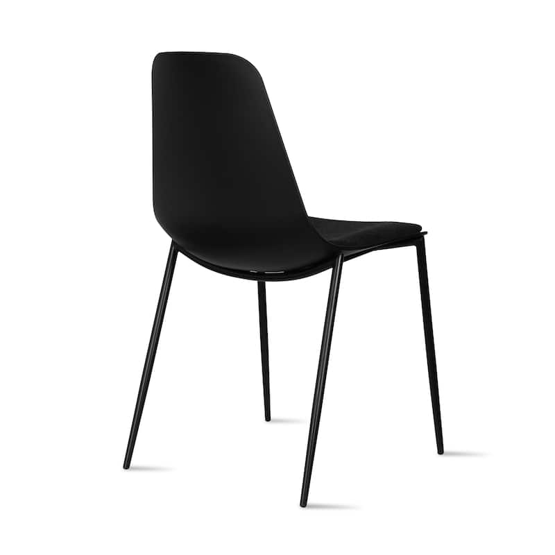 Set of 4 Plastic Dining Chairs Cushion Padded For Kitchen Metal Legs Guest Meeting Waiting Room Business Indoor Outdoor Patio