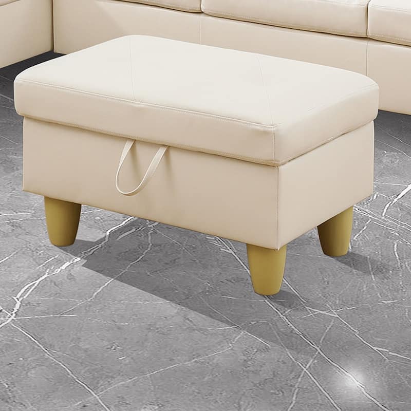 Leather Square Storage Ottoman for Living Room