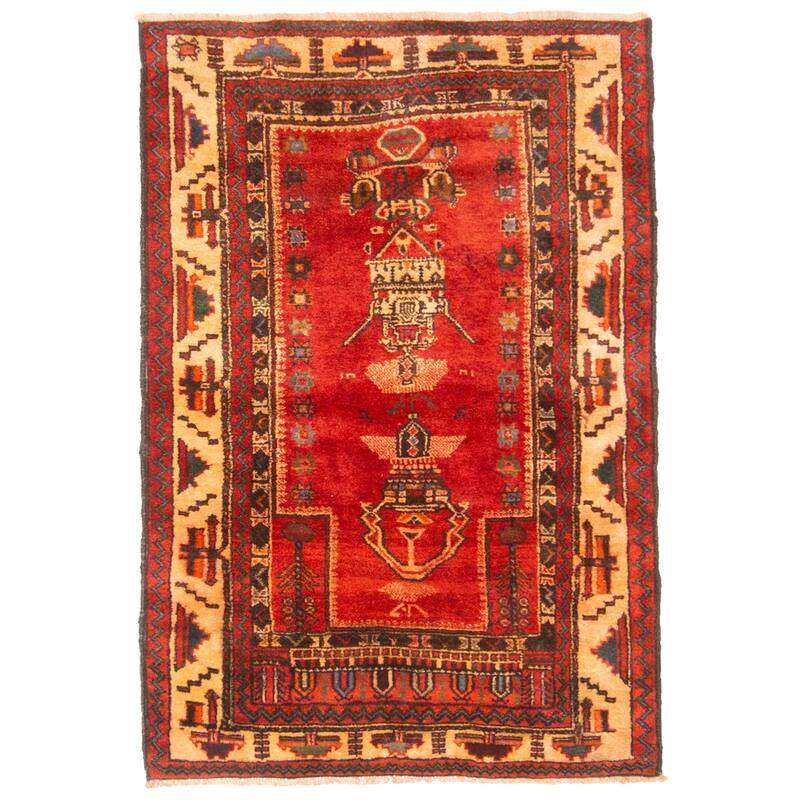 ECARPETGALLERY Hand-knotted Teimani Red Wool Rug - 2'9 x 4'0