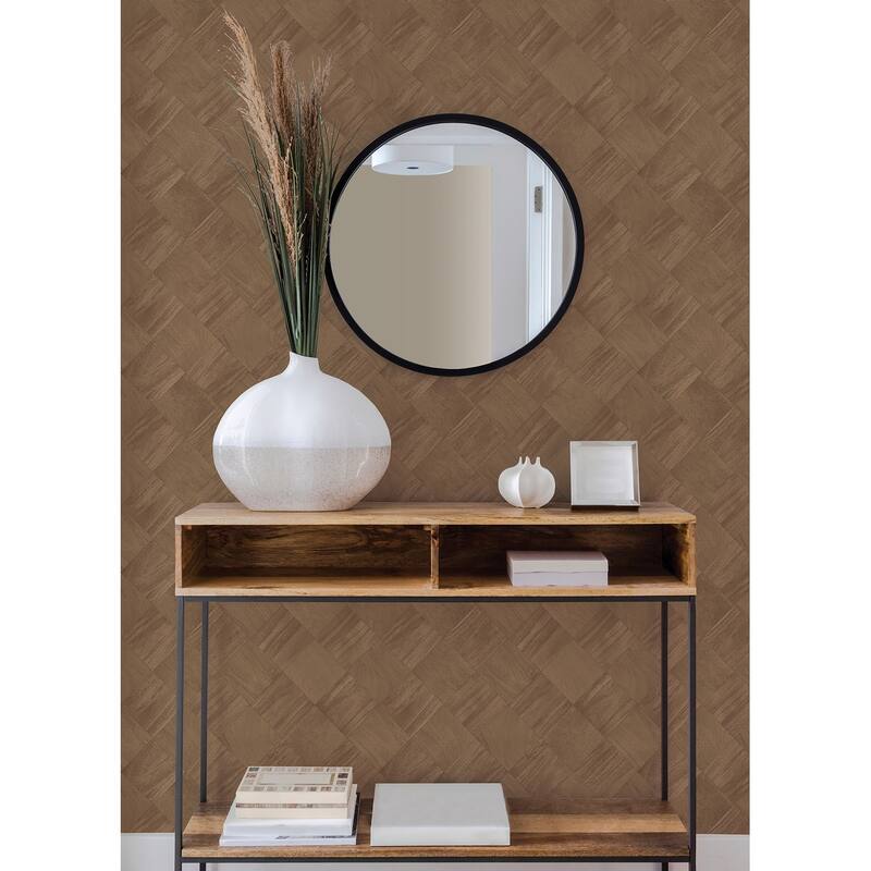 A-Street Prints Thriller Chestnut Wood Tile Wallpaper