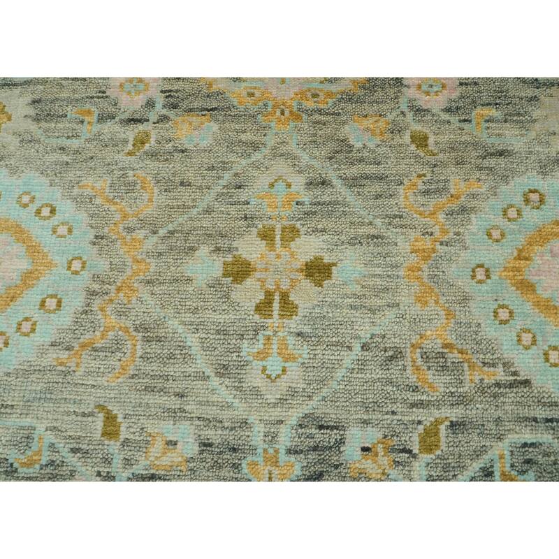 Mint Traditional Oushak Wool Rug 9x12 Hand Knotted by LoomBloom - 9' 1'' x 12' 2''