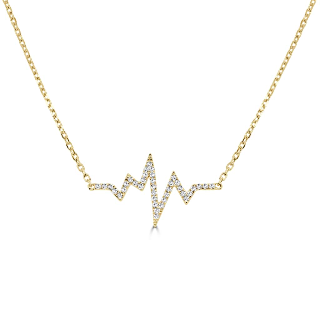Joelle Collection Diamond Heartbeat Necklace 14K Gold 1/10 cttw