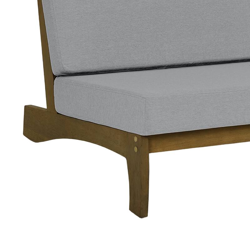 3 Seat Wood 64" W Cushioned Outdoor Patio Sofa with Coffee Table