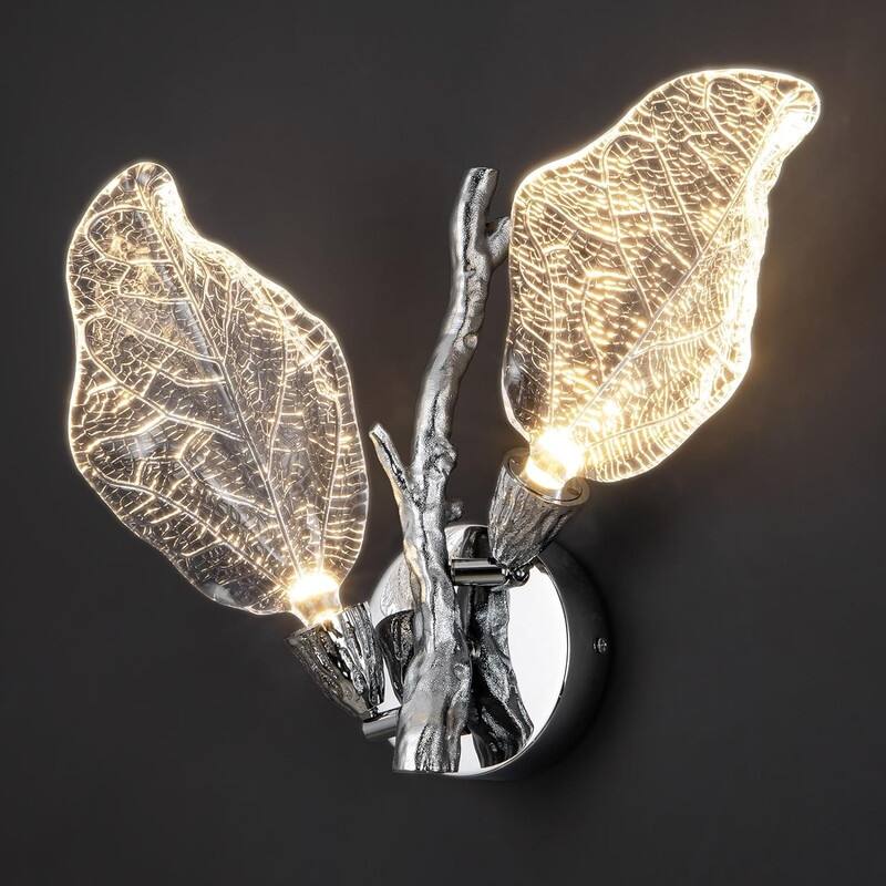 KAYLA 2-Light Bionic Leaf Wall Sconce - Silver
