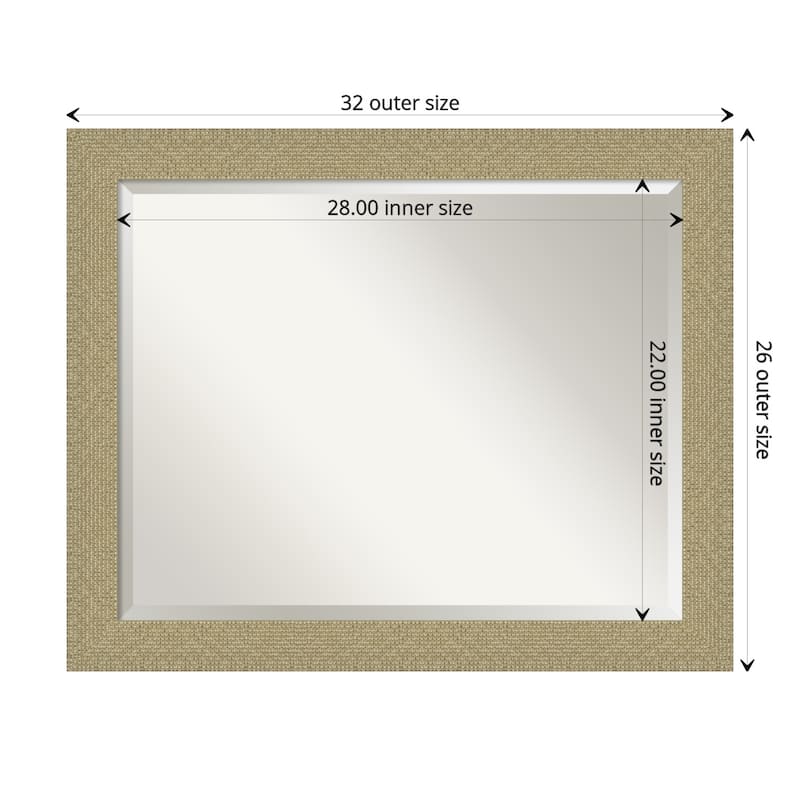 Beveled Bathroom Wall Mirror - Mosaic Gold Frame - Outer Size: 32 x 26 in