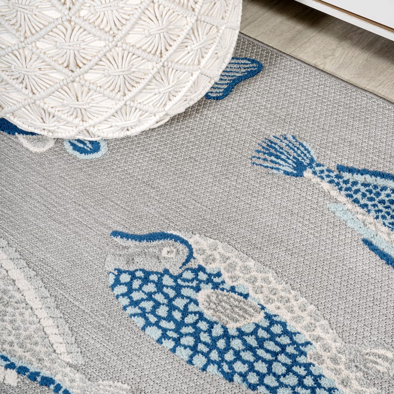 JONATHAN Y Aranciata Modern Fish High-Low Indoor/Outdoor Area Rug