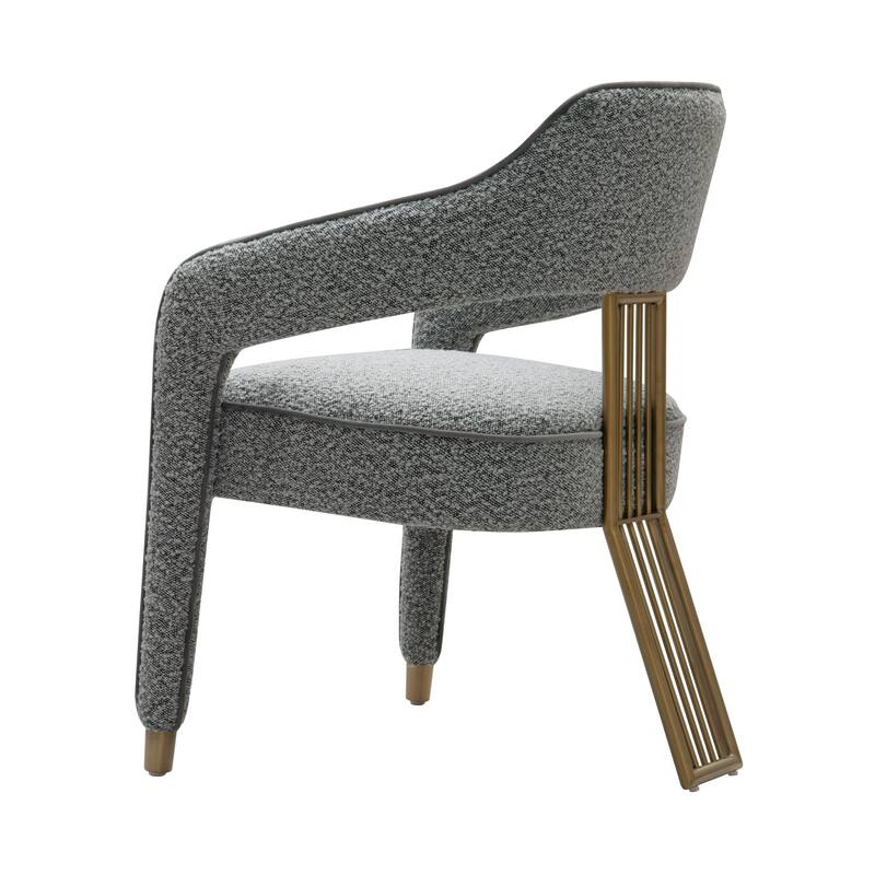 Cid Sima 25 Inch Dining Armchair, Gray Polyester, Stainless Steel Legs
