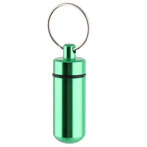 Aluminum Portable Pill Tablet Case Box Container Keyring Keychain Green