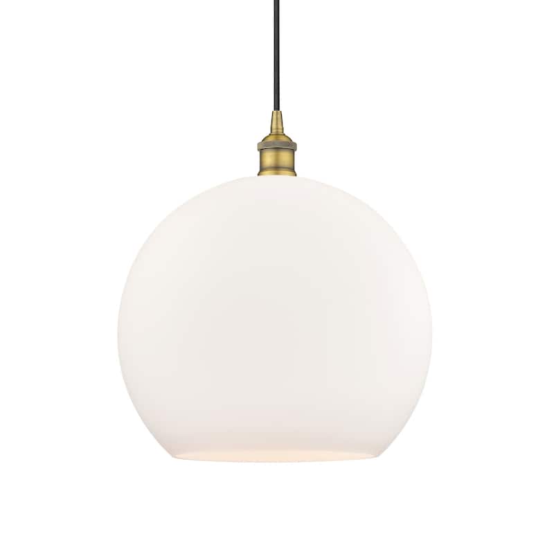 Innovations Lighting 616-1P-17-14 Athens Pendant Athens 14" Wide - Brushed Brass / Matte White