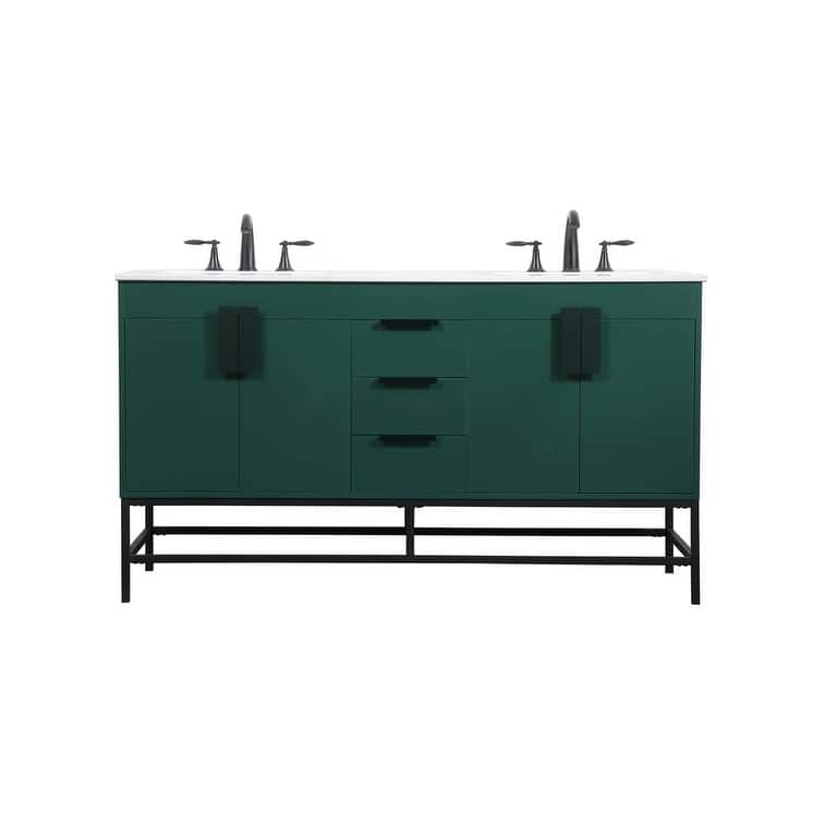 Elegant Lighting VF48860DM Eugene 60" Free Standing Double Basin - Green - Painted