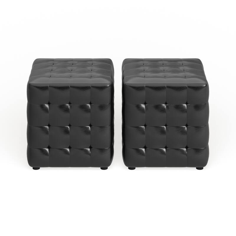 Porch & Den Las Olas Black Cube Ottoman (Set of 2)