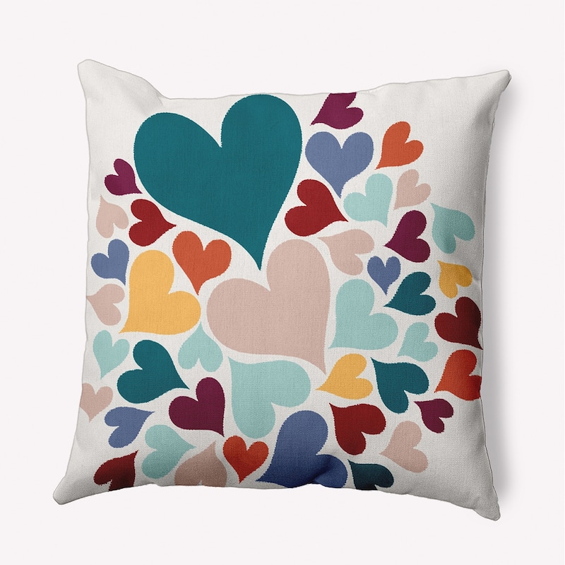 Hearts All Around Valentine's Day Decorative Indoor/Outdoor Pillow - 18" x 18" - Teal Apetite