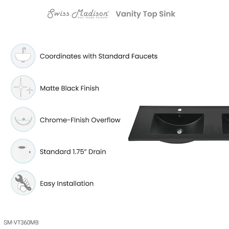 Swiss Madison SM-VT360 19" Ceramic Vanity Top