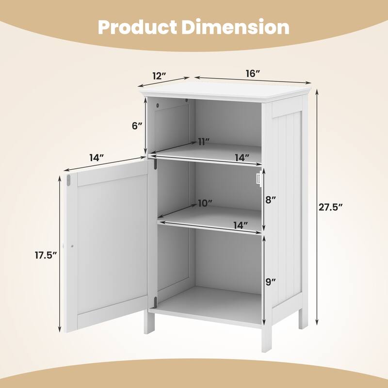 Bathroom Freestanding Adjustable Shelf Floor Storage Cabinet