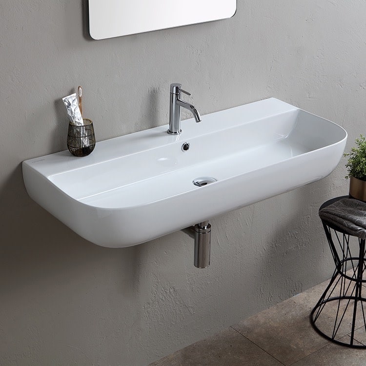 Nameeks Scarabeo 1813-One Hole Glam 37-3/8" Rectangular Ceramic Wall