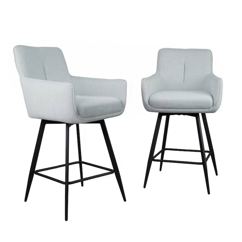 Art Leon Swivel Upholstered Modern Counter Stools with Metal Legs(Set of 2) - Grey