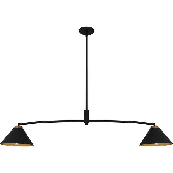 slide 2 of 7, Alscott 2-Light Matte Black Linear Chandelier