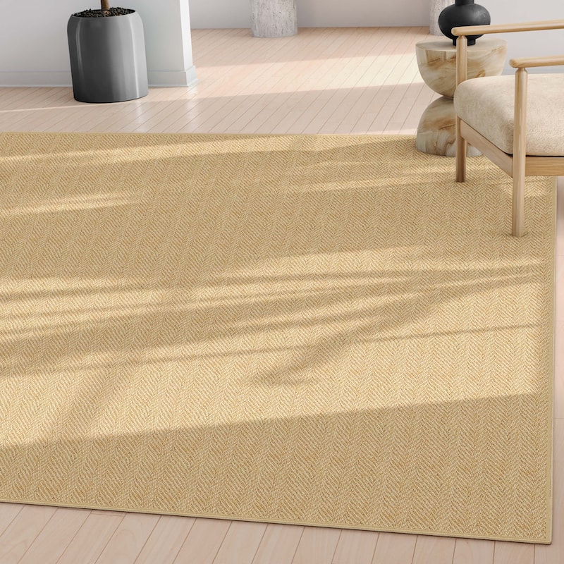 Well Woven Jute Boerboel Geometric Herringbone Flat-Weave Area Rug
