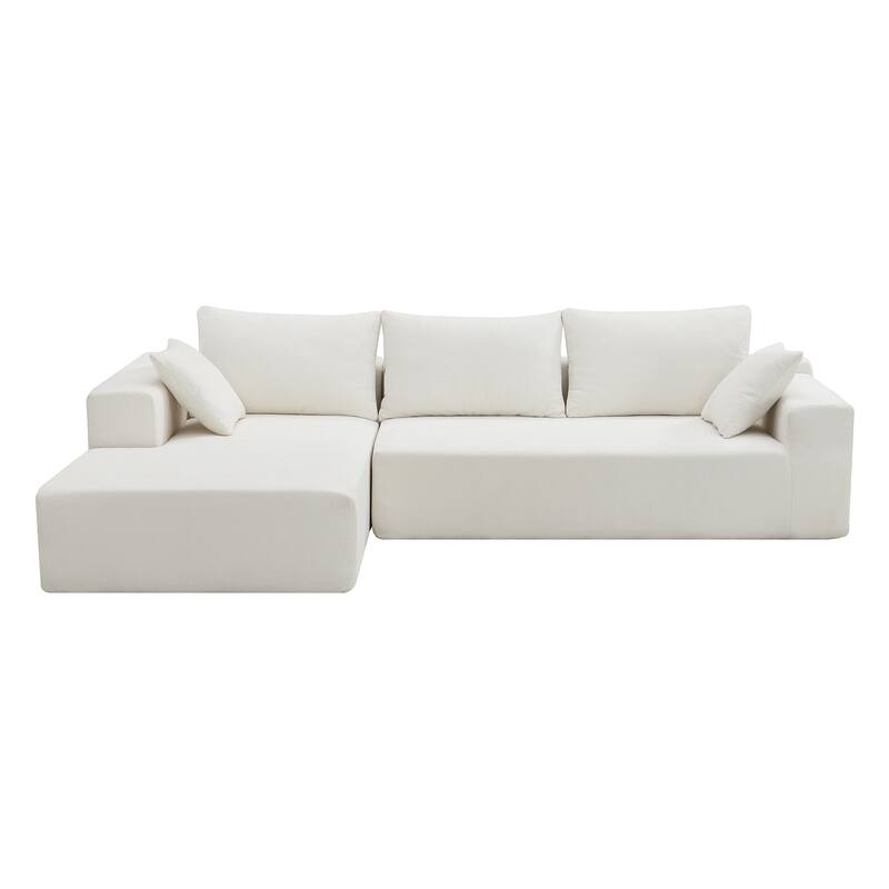 109*68" Modular Sofa Set, Cream Chenille, 2 PC, L-Shape, No Assembly