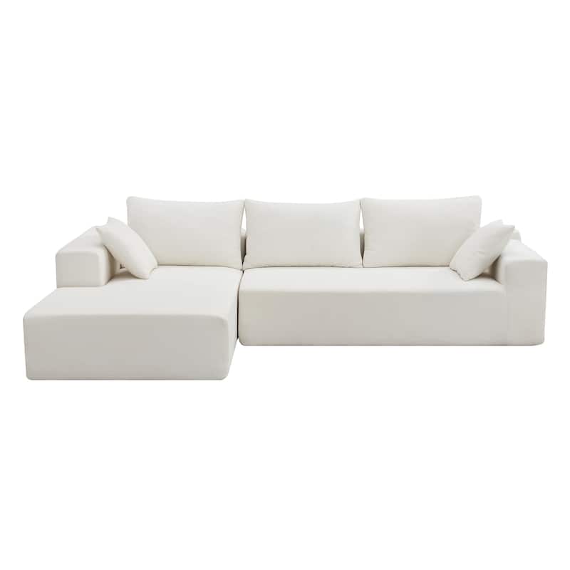White 109" Modular L-Shaped 4-Seat Sofa with Chaise