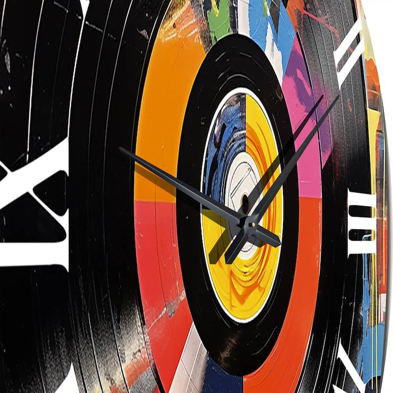 Designart "Colorful Retro Vinyl III" Music Oversized Wall Clock