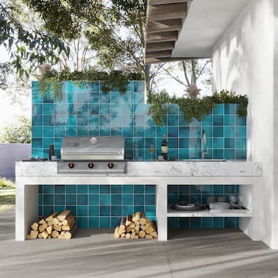 Zahara 6x6 Tropical Teal Porcelain Zellige Square Wall and Floor Tile (5.38 sq ft/case) - 22 Pack