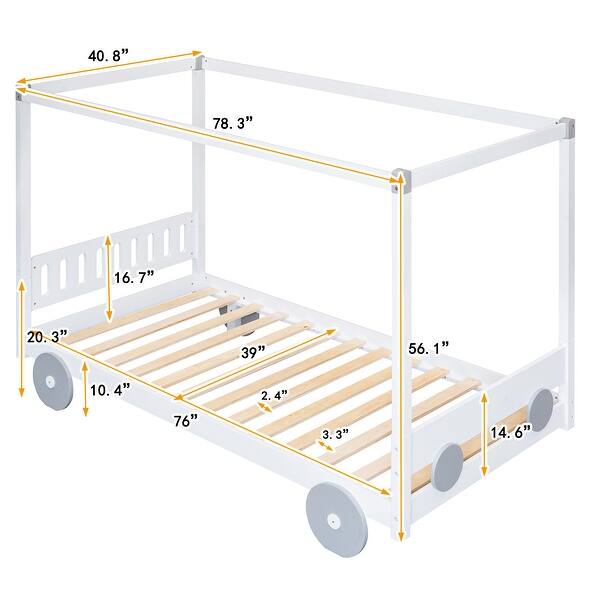 Nestfair Twin Size Canopy Car-Shaped Platform Bed - Overstock - 36089125
