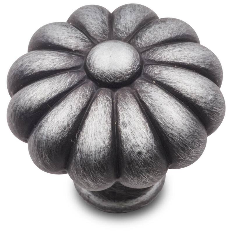 RK International CK 3248 Large Melon 1-1/2" Solid Metal Flower - Distressed Nickel