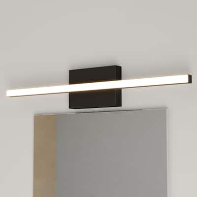 Ashburn 24 in. Integrated LED Matte Black Bath Bar Vanity Light White Shade - 24-in W x 4.25-in H x 3-in D