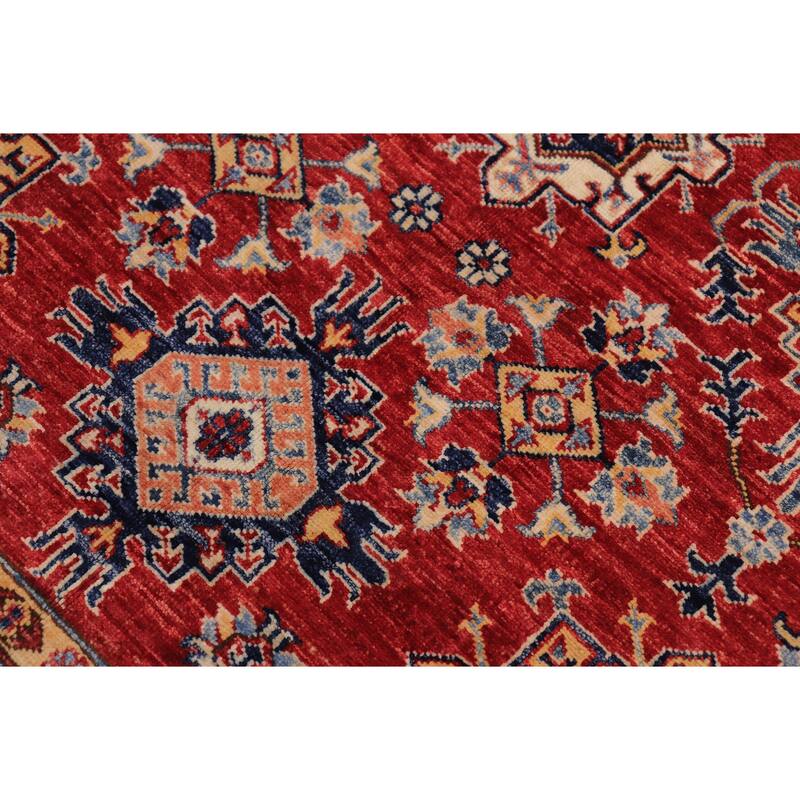 Tribal Super Kazak Finnegan Red/Beige Hand Knotted Wool Rug - 5'7'' x 8'9''