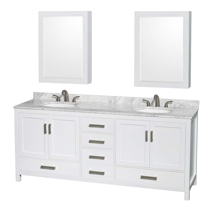 Wyndham Collection Sheffield Double Vanity Set, Medicine Cabinets