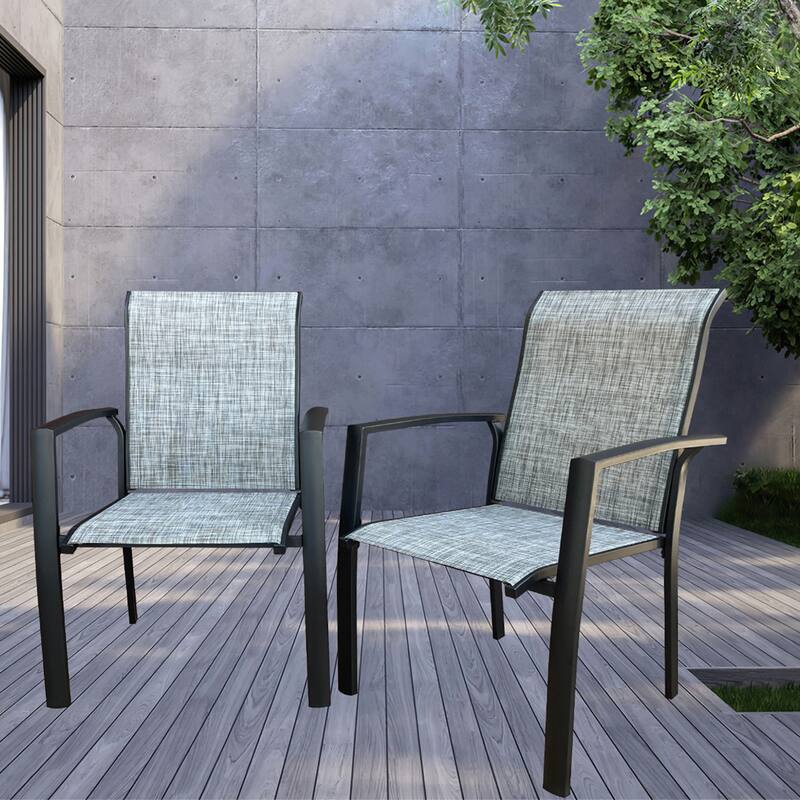 Garden Patio Chairs Set of 2, Weather Metal Outdoor Dining Chairs