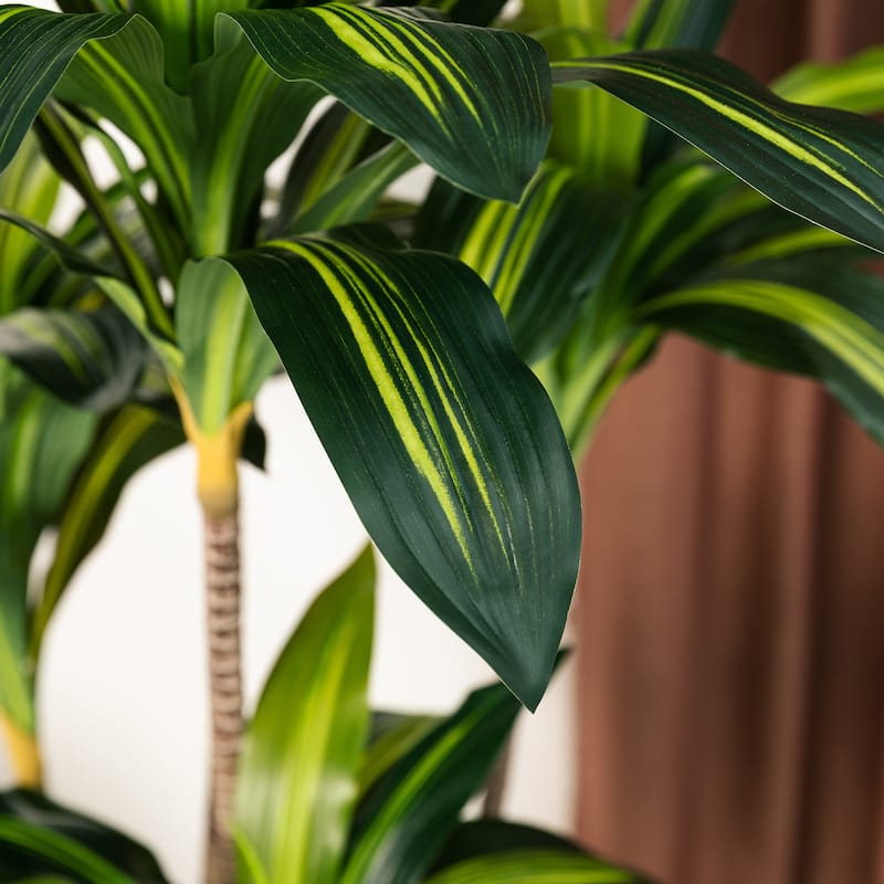 Glitzhome 4.5ft. Faux Dracaena Fragrans Plants in Pot - 27.50"D X 55.00"H