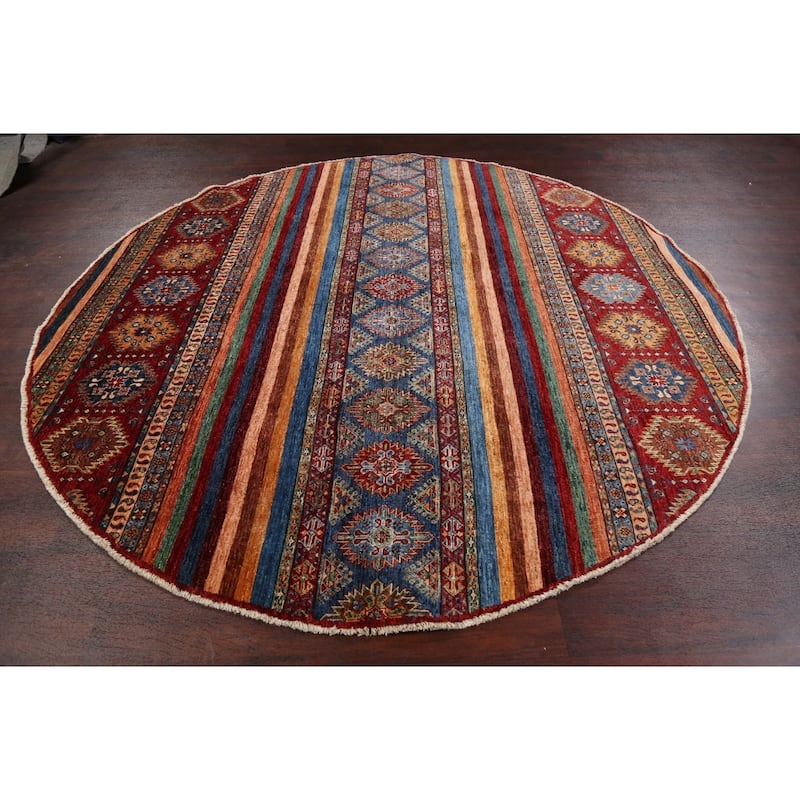 Vegetable Dye Kazak Oriental Wool Area Rug Hand-knotted Office Carpet - 8'0" x 8'0" Round
