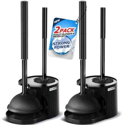 Toilet Brush and Plunger Set - 8.9"L x 5.9"W x 21"H