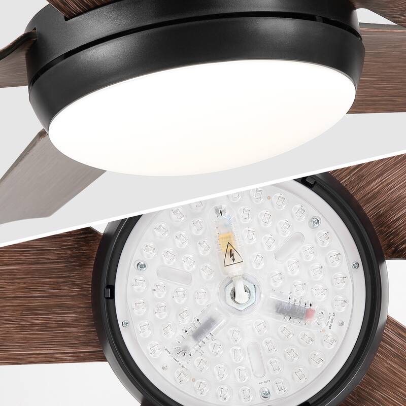 48 in. Integrated LED Indoor Brown Farmhouse Ceiling Fan with Light Kit and Remote Control - 48 INCHES