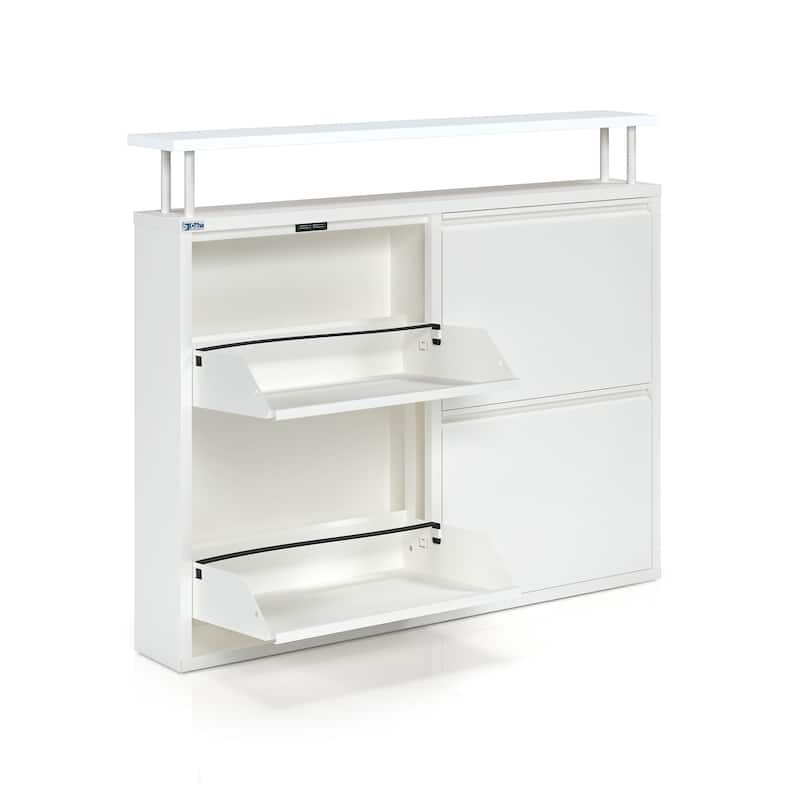 Antibacterial 4 Tier metal shoe cabinet with shelf