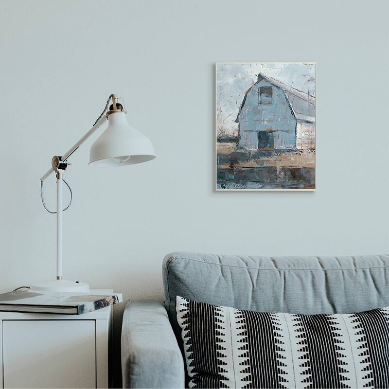 Stupell Abstract Distressed White Barn Farm Architecture Wood Wall Art