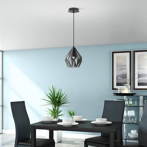 Eglo Carlton 1-light Matte Black Pendant with Silver