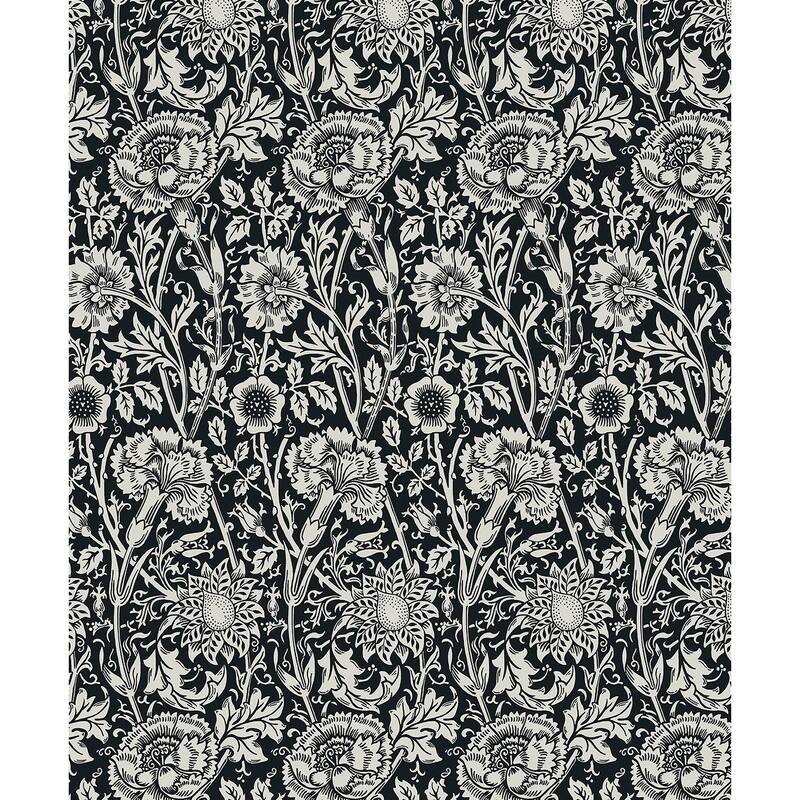 Seabrook Designs Tonal Floral Trail Nonwoven Unpasted Wallpaper - 20.9 in. W x 33 ft. L - Ebony