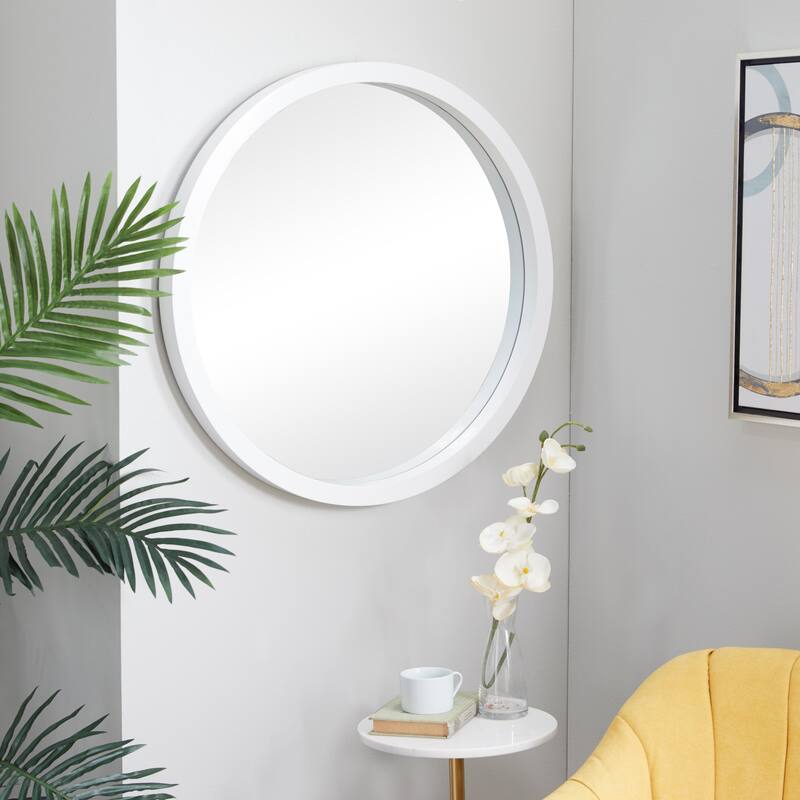 Black, White or Gold Wooden Room Wall Mirror with Thin Frame - White - 30"W, 30"H