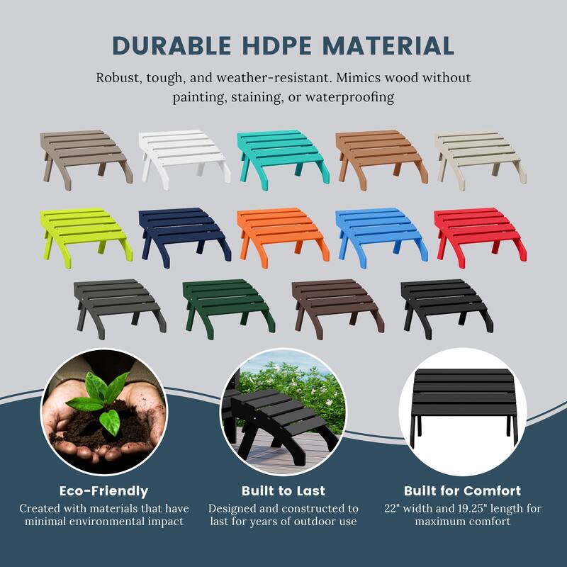 Polytrends Altura Outdoor Adirondack Folding Ottoman