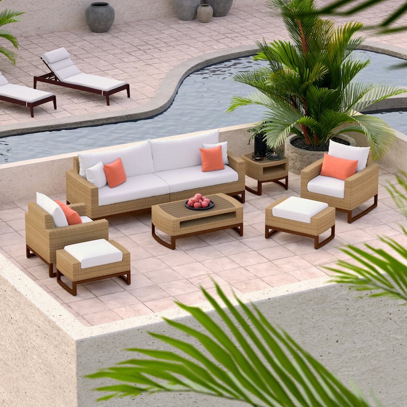Mili 8 Piece Sunbrella Outdoor Patio Sofa and Club Chair Set
