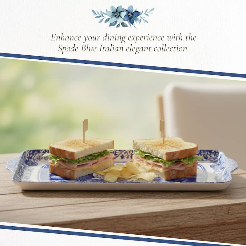 Pimpernel Blue Italian Melamine Sandwich Tray - 15.25" x 6.5"