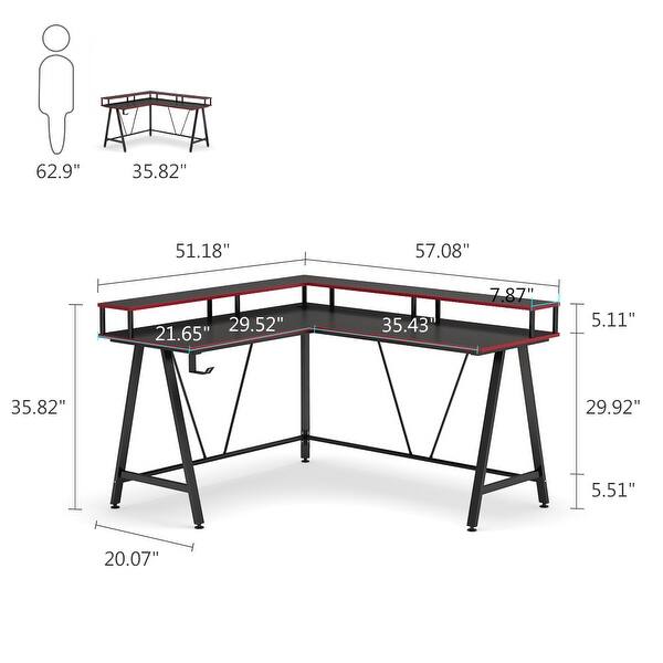 L Shaped Desk With Monitor Stand Gaming Desk Overstock 30531758