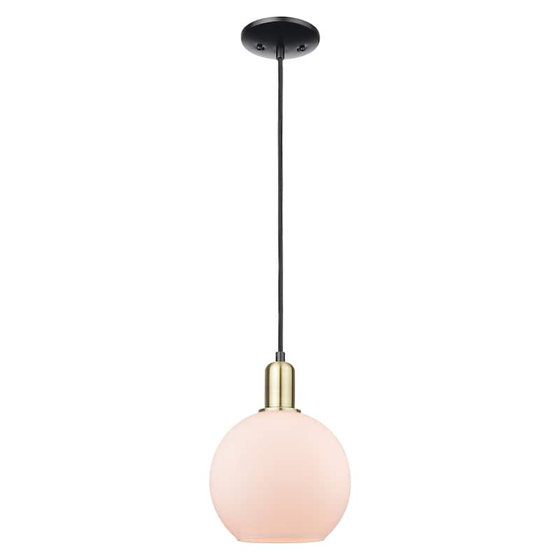 Innovations Lighting Endless Possibilities Arcadia - Athens - 1 Light 8" Cord Hung Mini Pendant - Black Antique Brass/Matte White