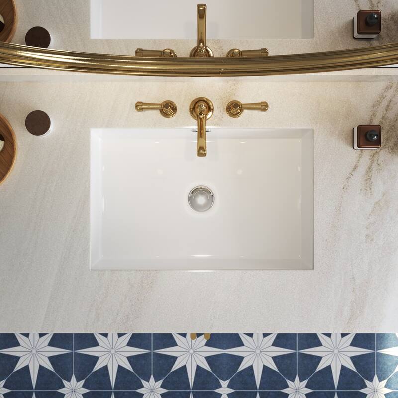 HOROW 23.60 in. White Ceramic Rectangular Undermount Sink with Overflow Drain - N/A