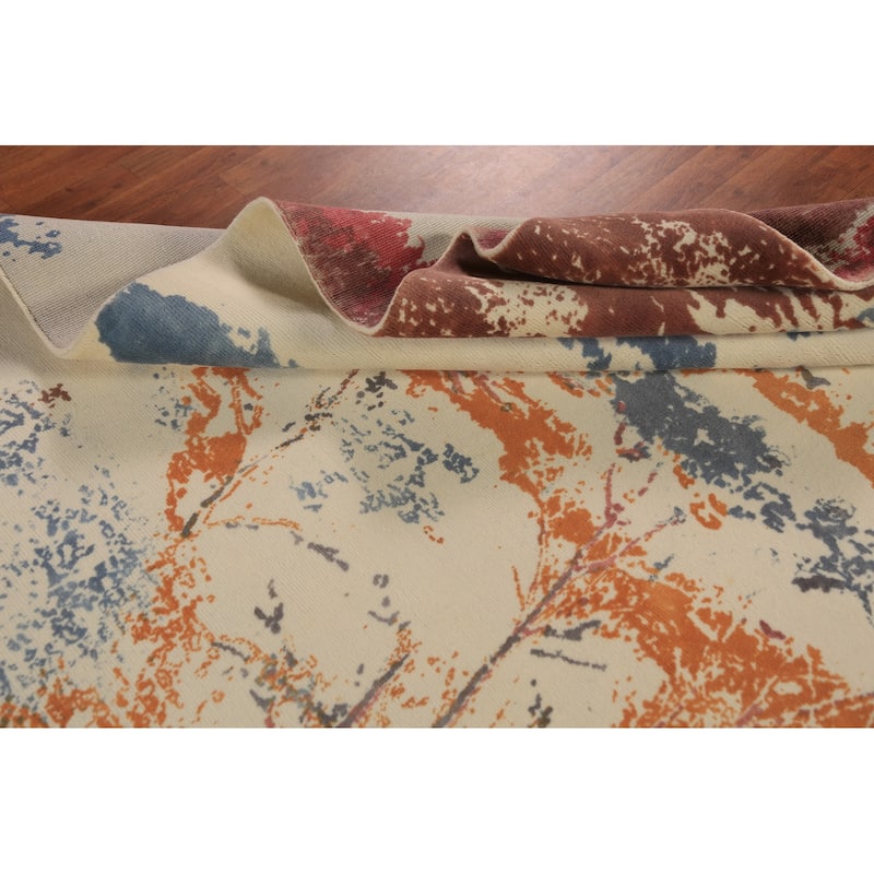 Pictorial Modern Abstract Indian Area Rug Hand-Knotted Wool Carpet - 8'1"x 10'11"