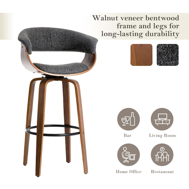 Glitzhome Set of 4 Modern Counter or Bar Height Faux Leather Swivel Pub Stools