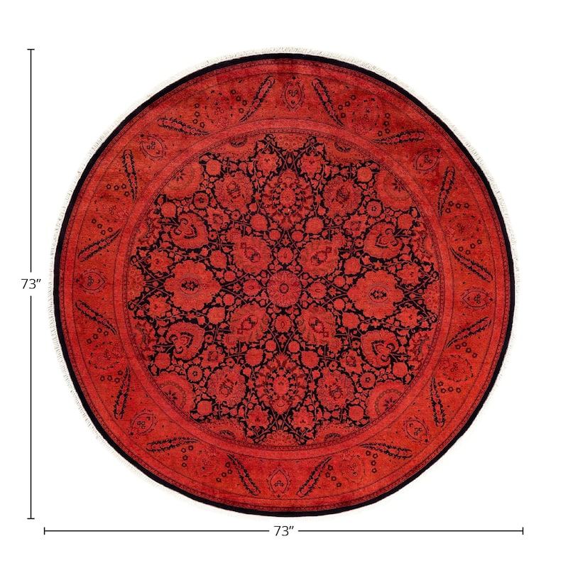 Fine Vibrance, One-of-a-Kind Hand-Knotted Area Rug - Orange, 6' 1" x 6' 1" - 6' 1" x 6' 1"